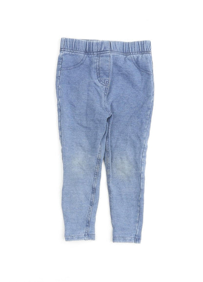 George Girls Blue Cotton Jegging Jeans Size 2 Years Regular Pullover