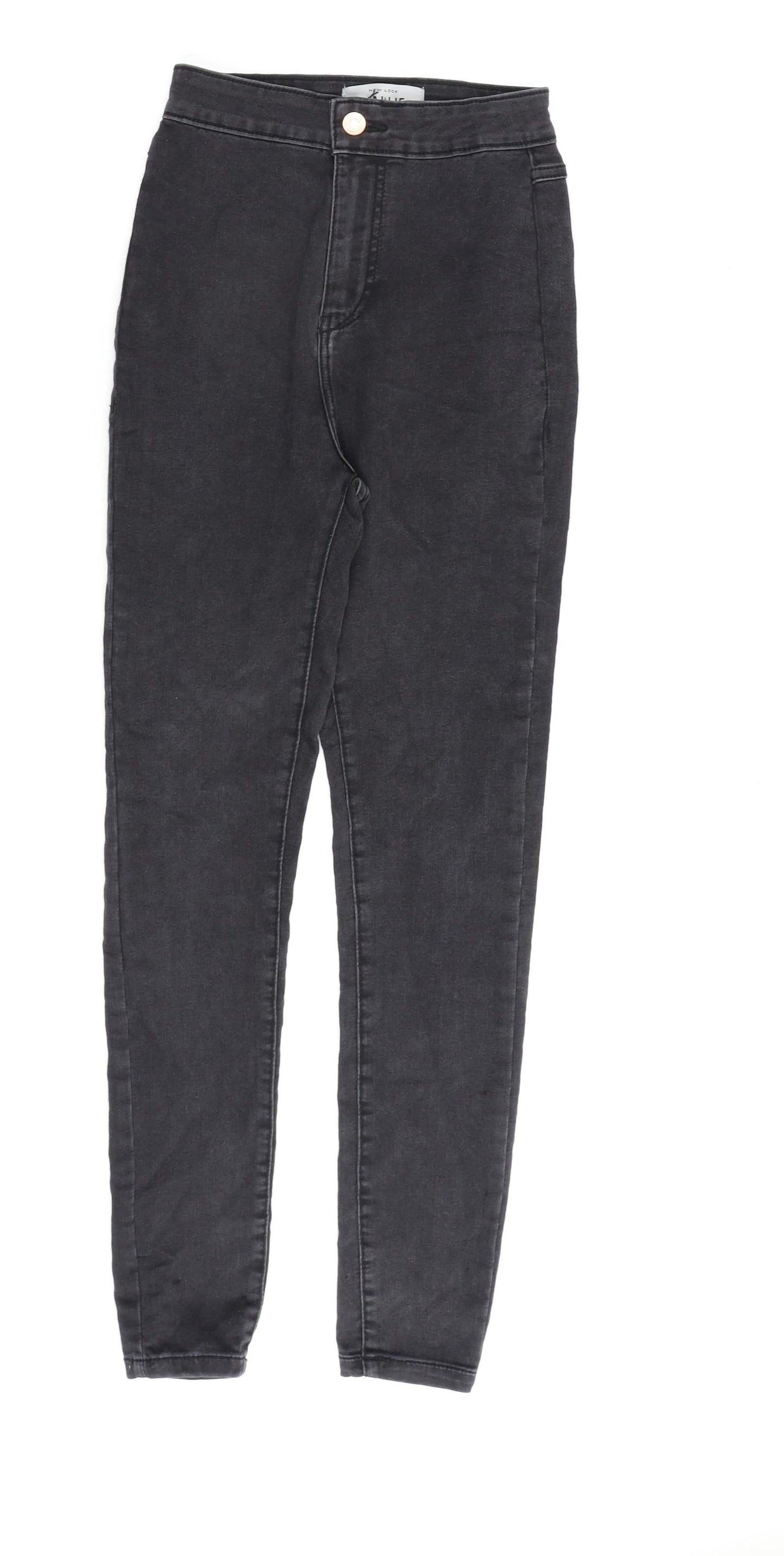 New Look Womens Grey Cotton Skinny Jeans Size 8 L28 in Regular Zip