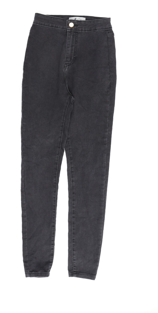 New Look Womens Grey Cotton Skinny Jeans Size 8 L28 in Regular Zip