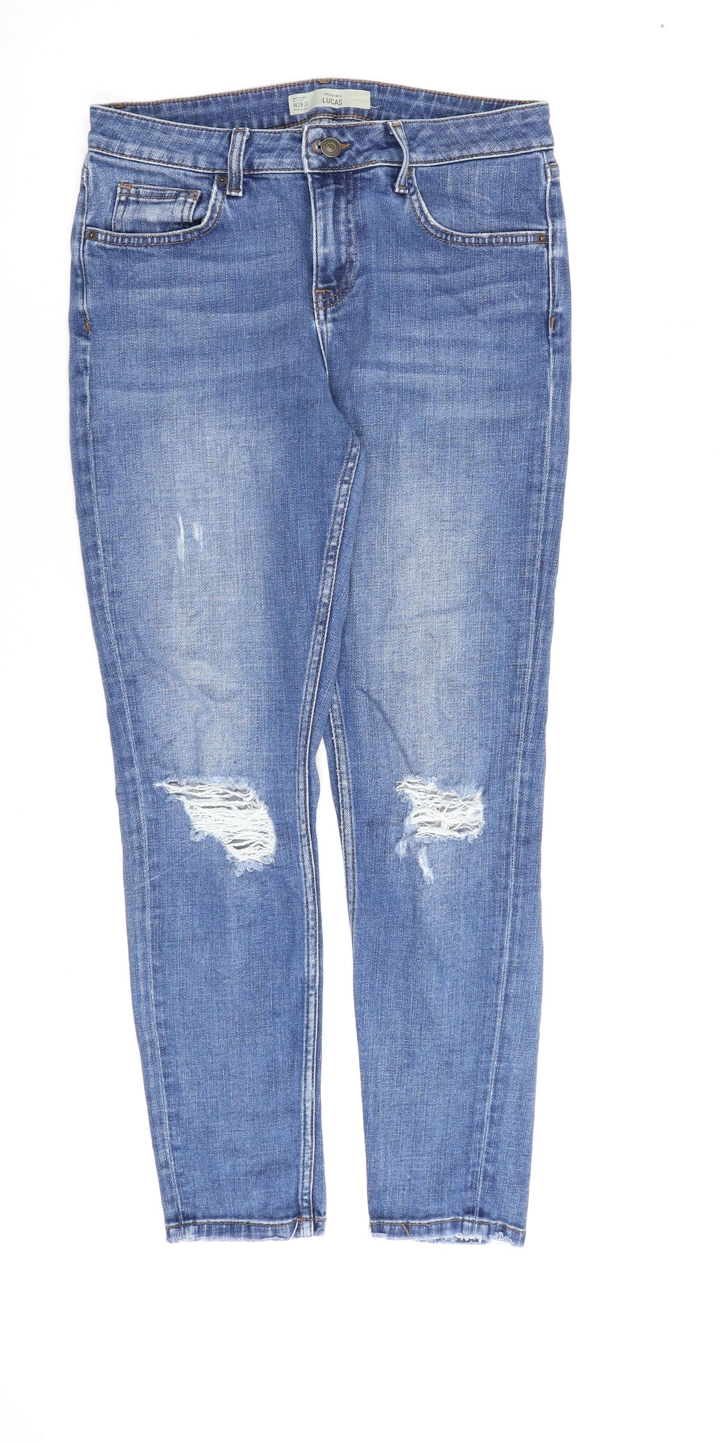 Topshop Womens Blue Cotton Skinny Jeans Size 28 in L32 in Regular Zip