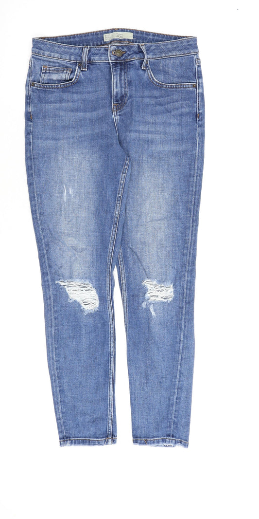 Topshop Womens Blue Cotton Skinny Jeans Size 28 in L32 in Regular Zip