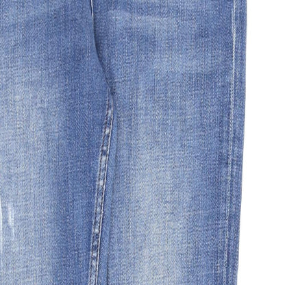 Topshop Womens Blue Cotton Skinny Jeans Size 28 in L32 in Regular Zip