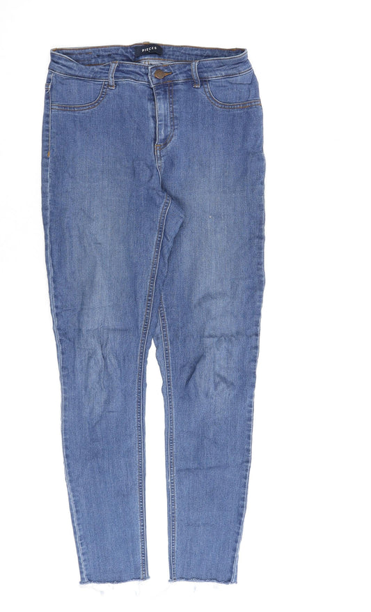 Womens UK Size M Pieces Regular Fit Skinny Blue Jeans