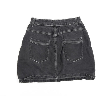 Nasty Gal Womens Grey Cotton A-Line Skirt Size 8 Zip