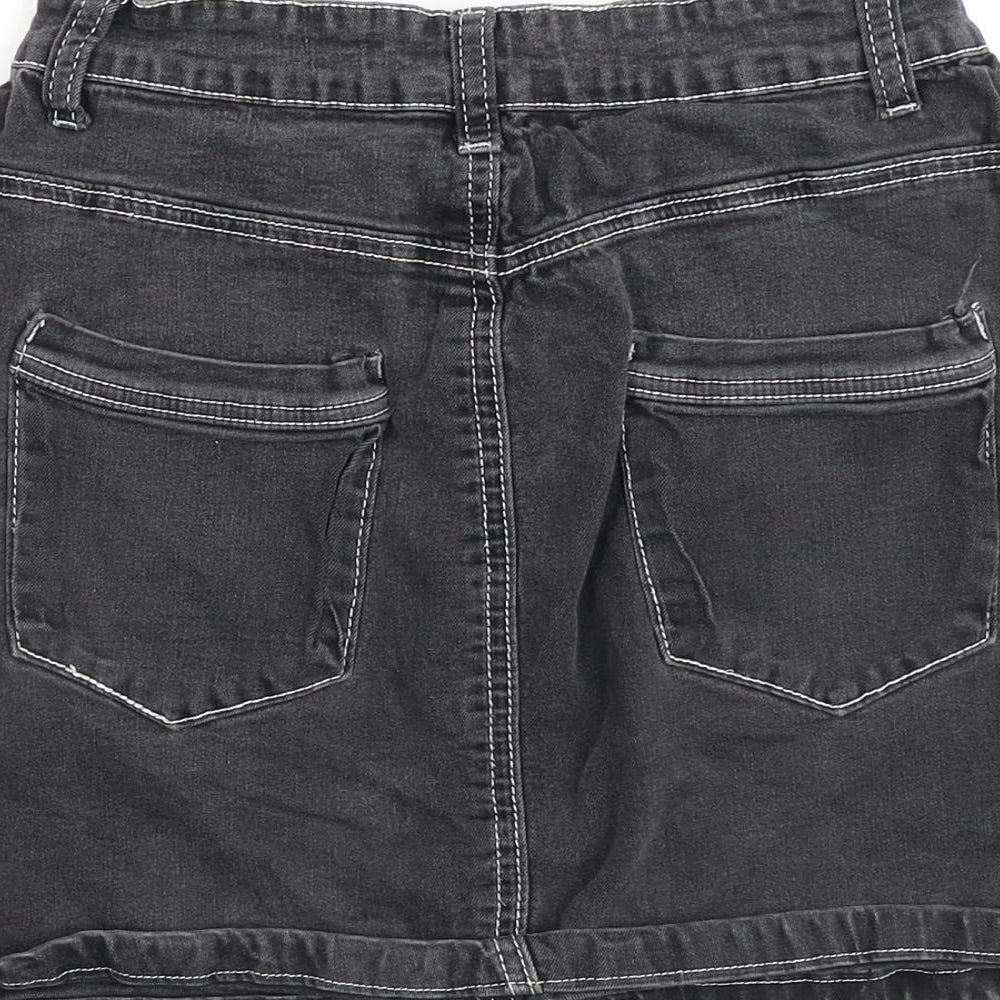 Nasty Gal Womens Grey Cotton A-Line Skirt Size 8 Zip