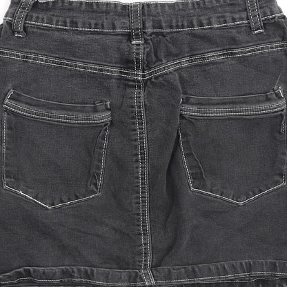 Nasty Gal Womens Grey Cotton A-Line Skirt Size 8 Zip