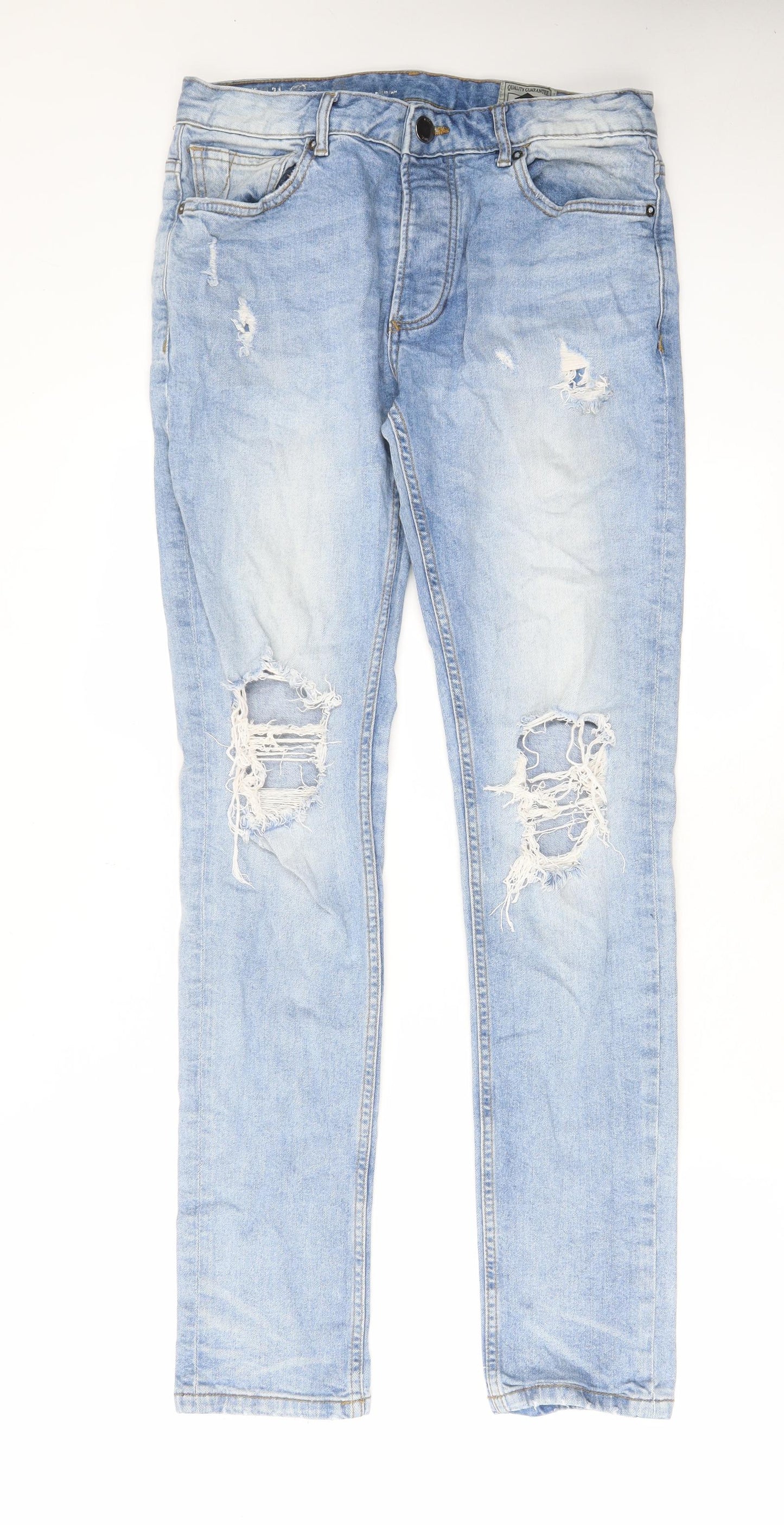 Denim & Co. Mens Blue Cotton Skinny Jeans Size 34 in L34 in Regular Button - Pockets