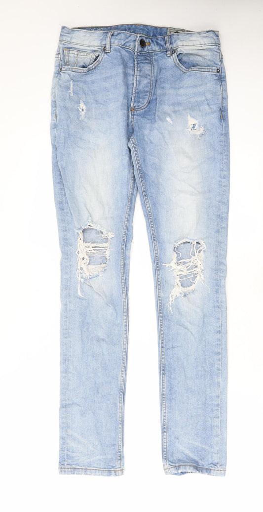 Denim & Co. Mens Blue Cotton Skinny Jeans Size 34 in L34 in Regular Button - Pockets