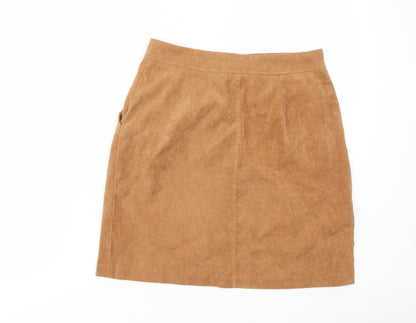 Sugarhill Womens Brown Cotton A-Line Skirt Size 12 Zip - Pockets