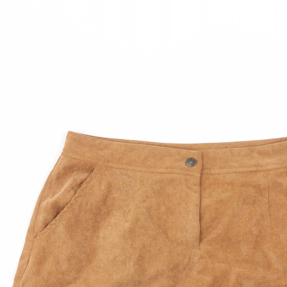 Sugarhill Womens Brown Cotton A-Line Skirt Size 12 Zip - Pockets