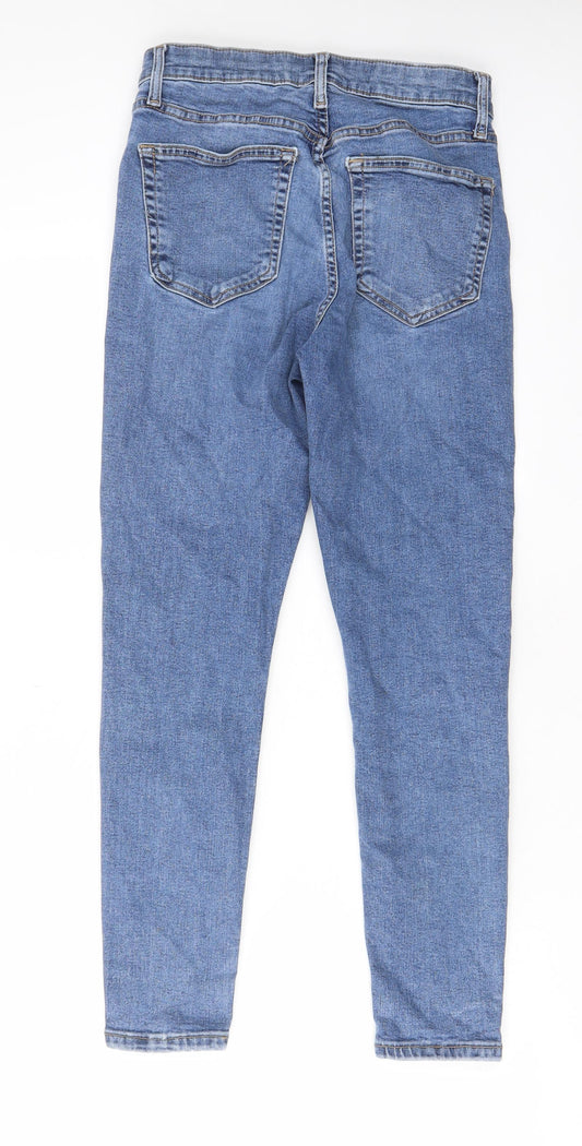Topshop Womens Blue Cotton Skinny Jeans Size 28 in L30 in Regular Zip - Pockets