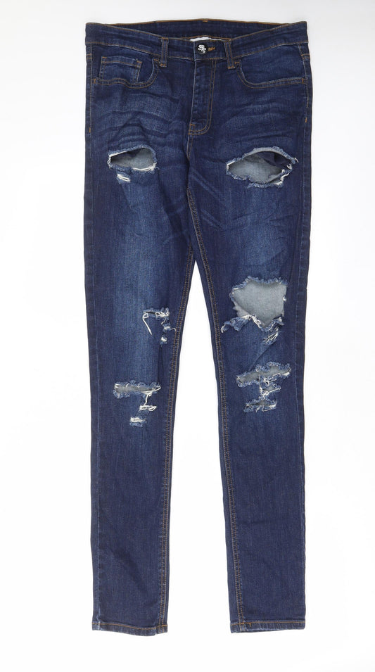 Mens UK Size 32 in Born Rich Regular Fit Skinny Blue Jeans