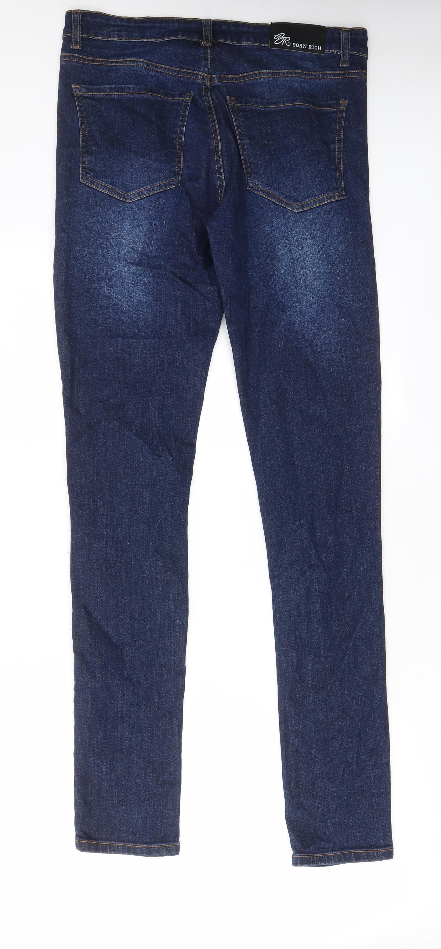 Mens UK Size 32 in Born Rich Regular Fit Skinny Blue Jeans