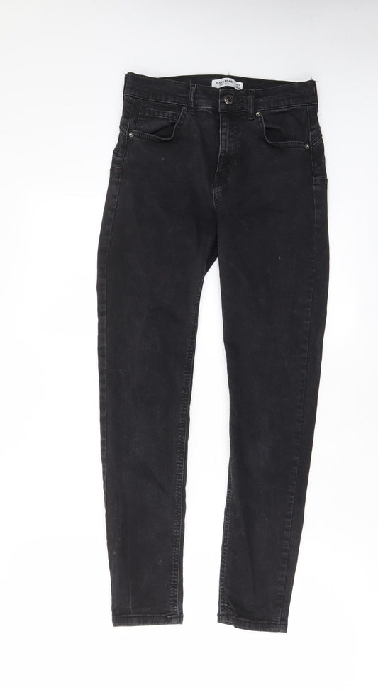 Pull&Bear Womens Black Cotton Skinny Jeans Size 10 L26 in Regular Zip - Pockets