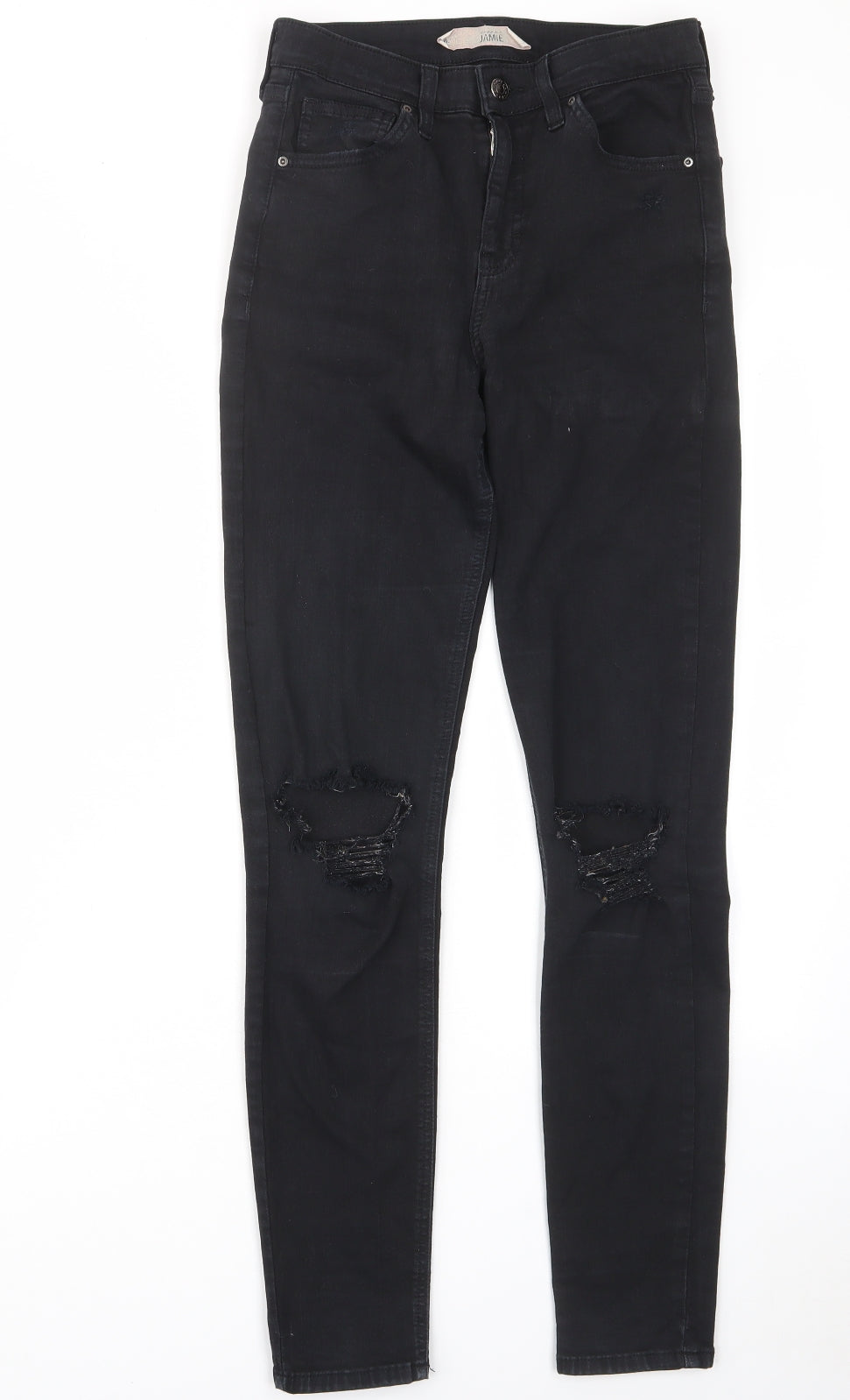 Topshop Womens Black Cotton Skinny Jeans Size 28 in L34 in Regular Zip - Pockets