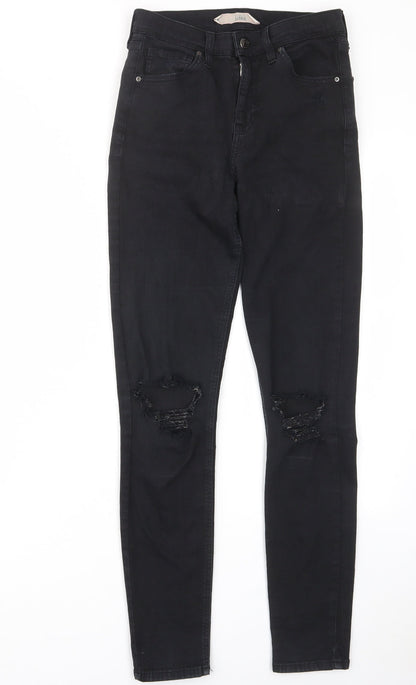 Topshop Womens Black Cotton Skinny Jeans Size 28 in L34 in Regular Zip - Pockets