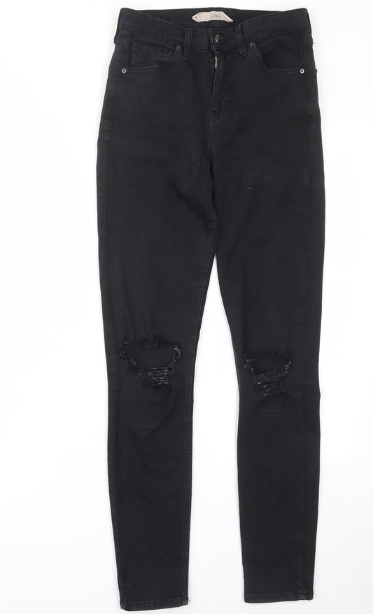 Topshop Womens Black Cotton Skinny Jeans Size 28 in L34 in Regular Zip - Pockets