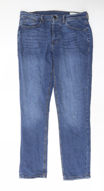 Denim & Co. Mens Blue Cotton Straight Jeans Size 32 in L30 in Regular Button - Pockets