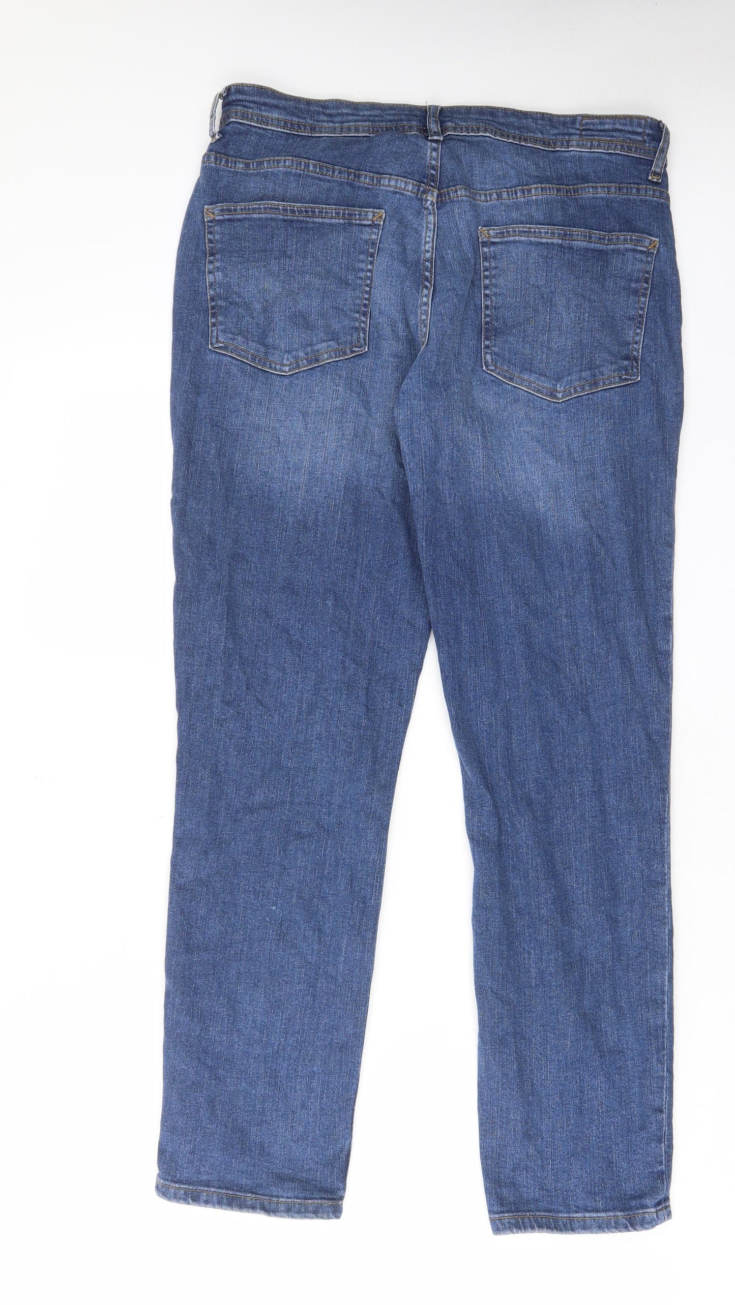 Denim & Co. Mens Blue Cotton Straight Jeans Size 32 in L30 in Regular Button - Pockets