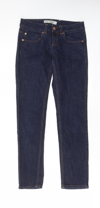 Topshop Womens Blue Cotton Straight Jeans Size 25 in L28 in Regular Zip - Pockets