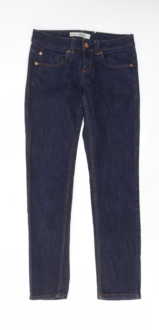 Topshop Womens Blue Cotton Straight Jeans Size 25 in L28 in Regular Zip - Pockets