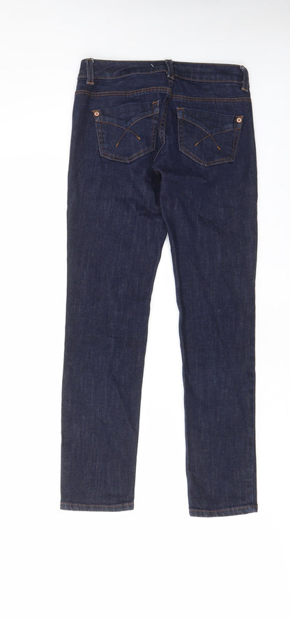 Topshop Womens Blue Cotton Straight Jeans Size 25 in L28 in Regular Zip - Pockets