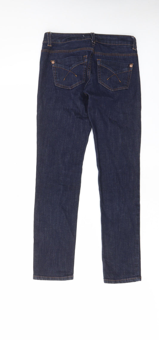 Topshop Womens Blue Cotton Straight Jeans Size 25 in L28 in Regular Zip - Pockets