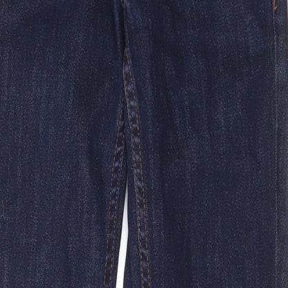 Topshop Womens Blue Cotton Straight Jeans Size 25 in L28 in Regular Zip - Pockets