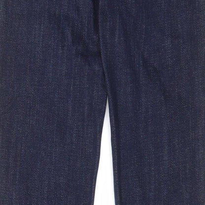 Topshop Womens Blue Cotton Straight Jeans Size 25 in L28 in Regular Zip - Pockets