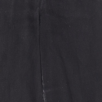 Per Una Womens Grey Cotton Straight Jeans Size 12 L27 in Regular Zip - Pockets, Studded