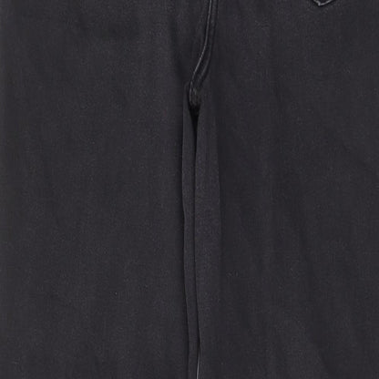 Per Una Womens Grey Cotton Straight Jeans Size 12 L27 in Regular Zip - Pockets, Studded