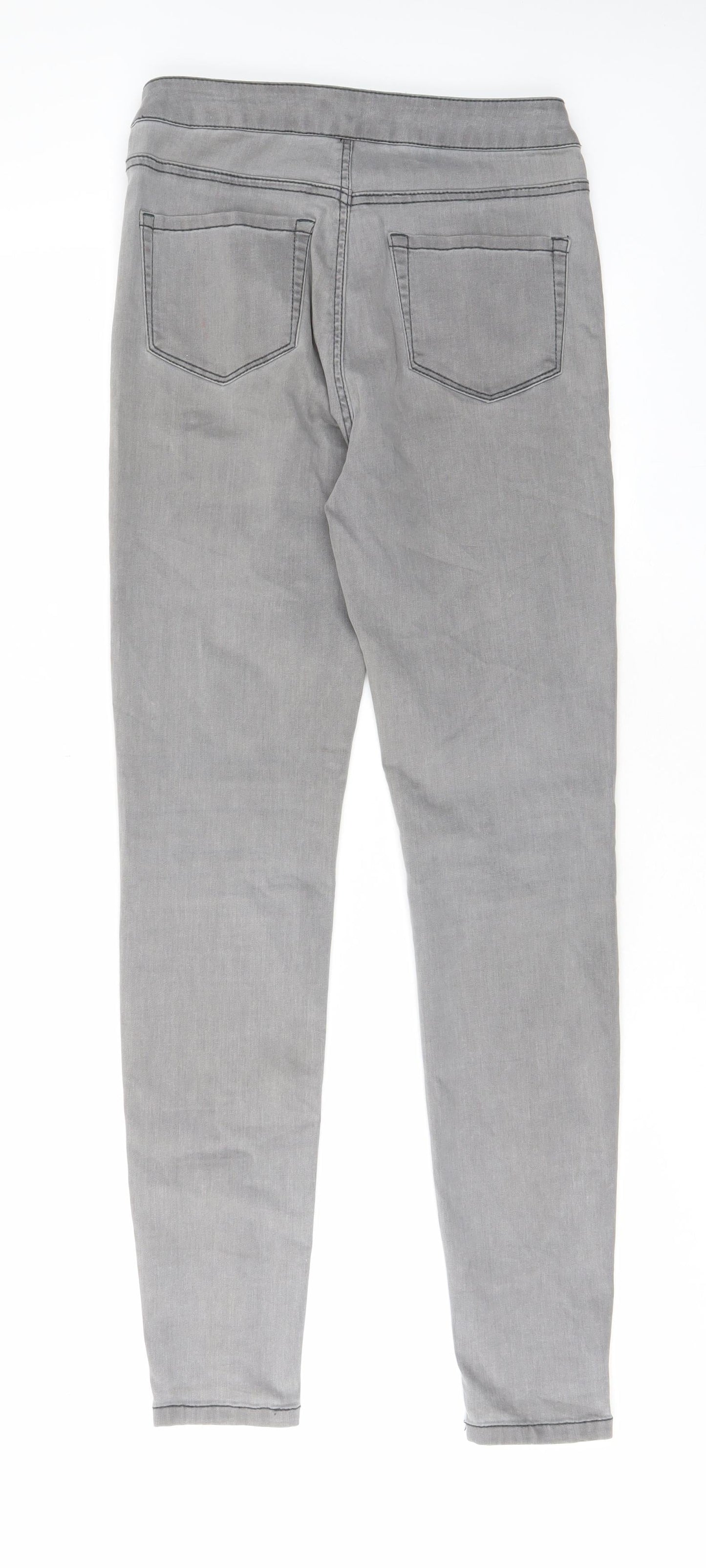 New Look Womens Grey Cotton Skinny Jeans Size 10 L29 in Regular Zip - Pockets