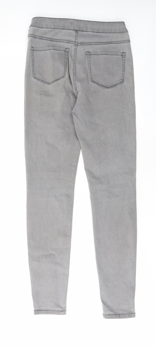 New Look Womens Grey Cotton Skinny Jeans Size 10 L29 in Regular Zip - Pockets