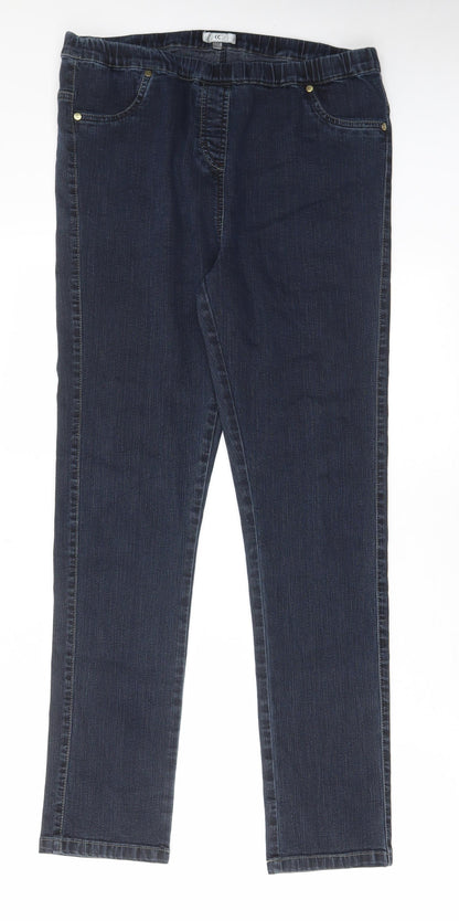 Cc Womens Blue Cotton Jegging Jeans Size 12 L29 in Regular - Elasticated Waist