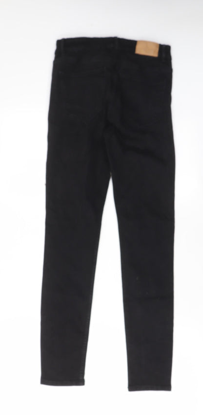 Zara Womens Black Cotton Skinny Jeans Size 8 L28 in Regular Zip - Pockets