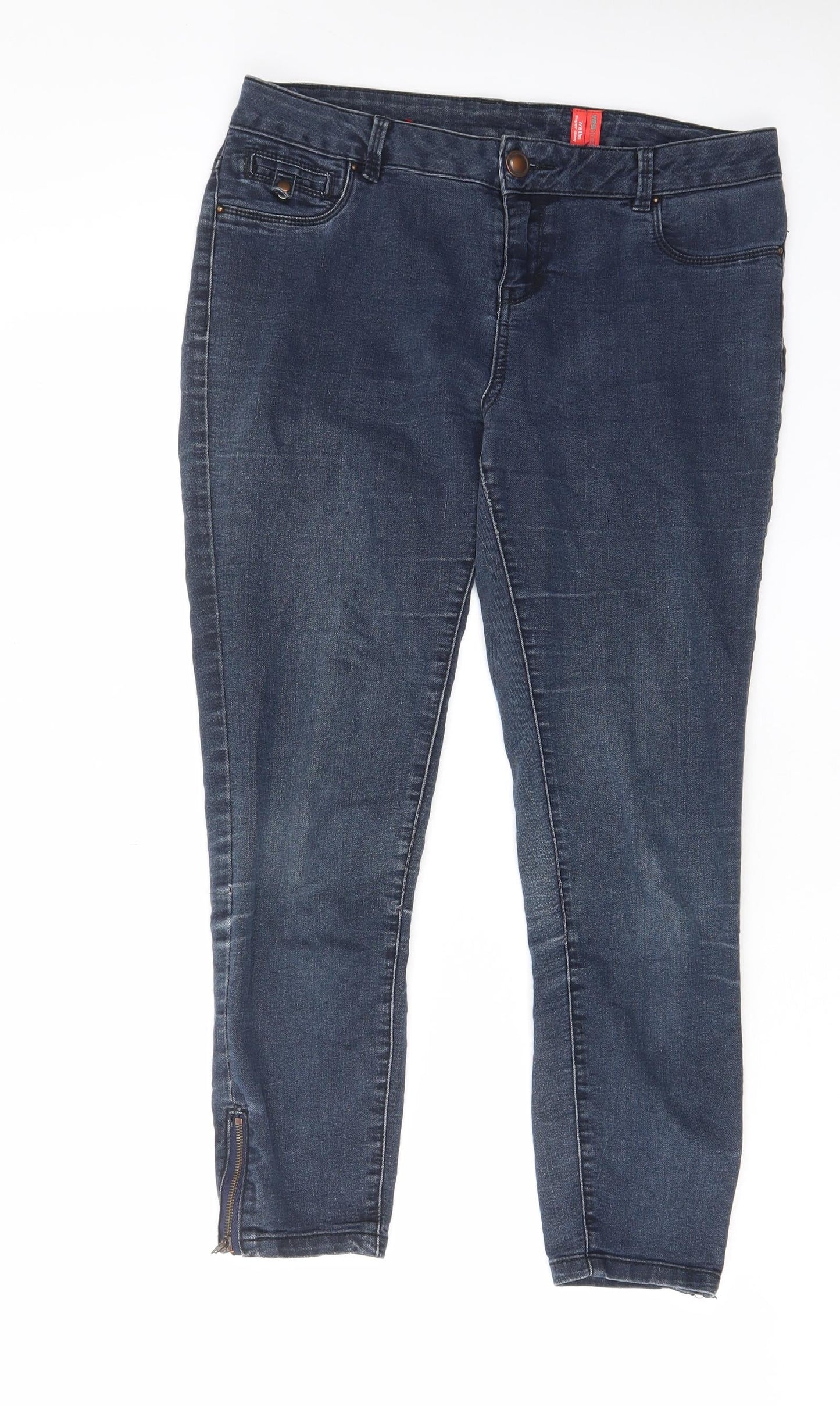 Womens UK Size 12 YesYes Regular Fit Cropped Blue Jeans