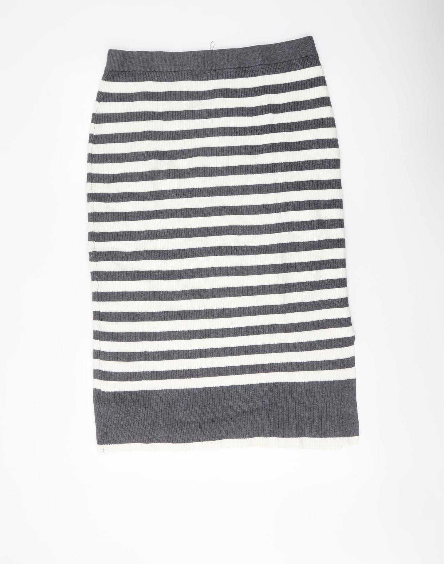 Marks and Spencer Womens Grey Striped Viscose Straight & Pencil Skirt Size L