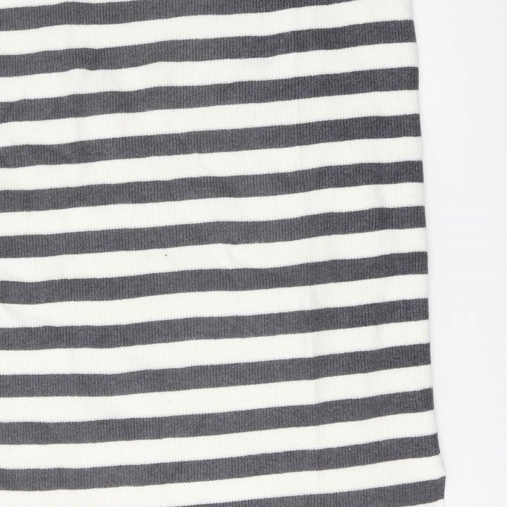Marks and Spencer Womens Grey Striped Viscose Straight & Pencil Skirt Size L