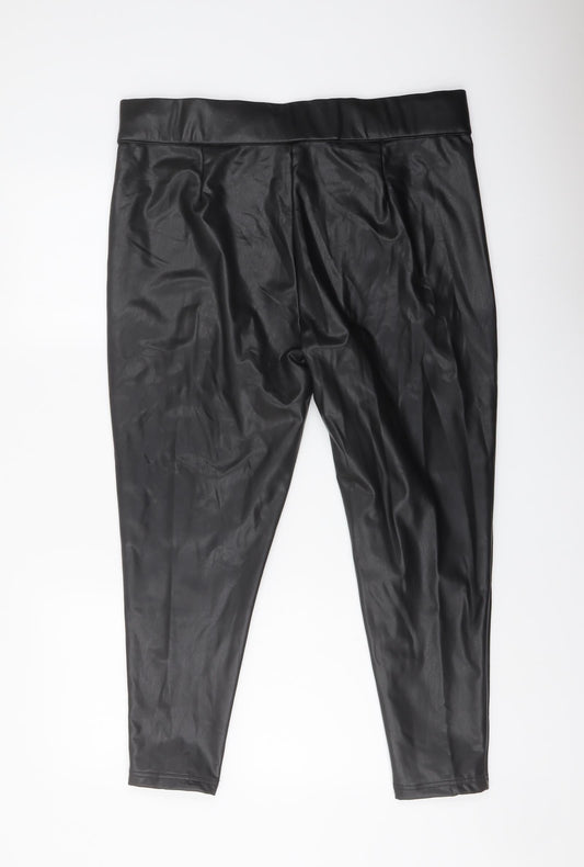 Marks and Spencer Womens Black Polyester Trousers Size 18 L25 in Regular