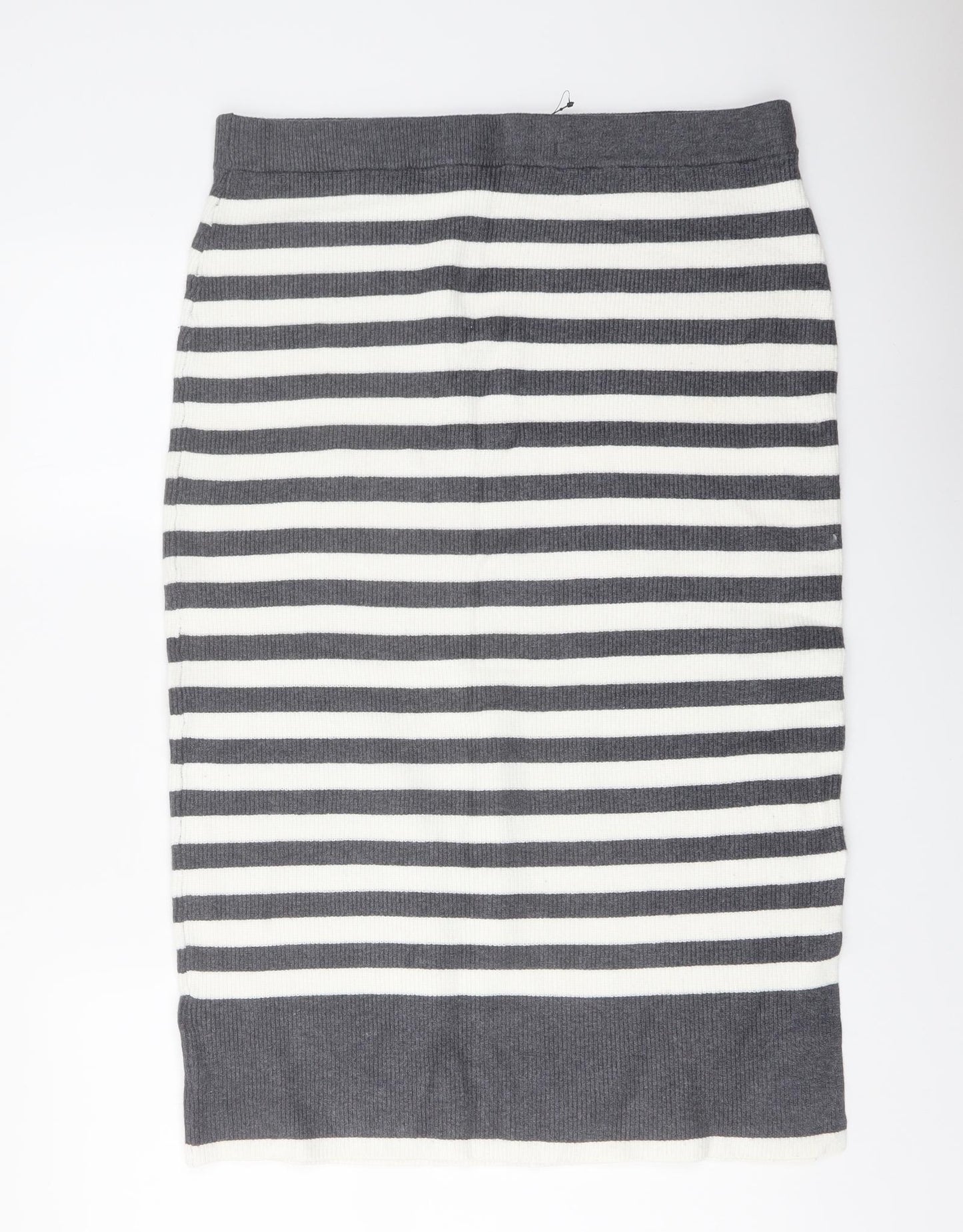 Marks and Spencer Womens Grey Striped Viscose Straight & Pencil Skirt Size L