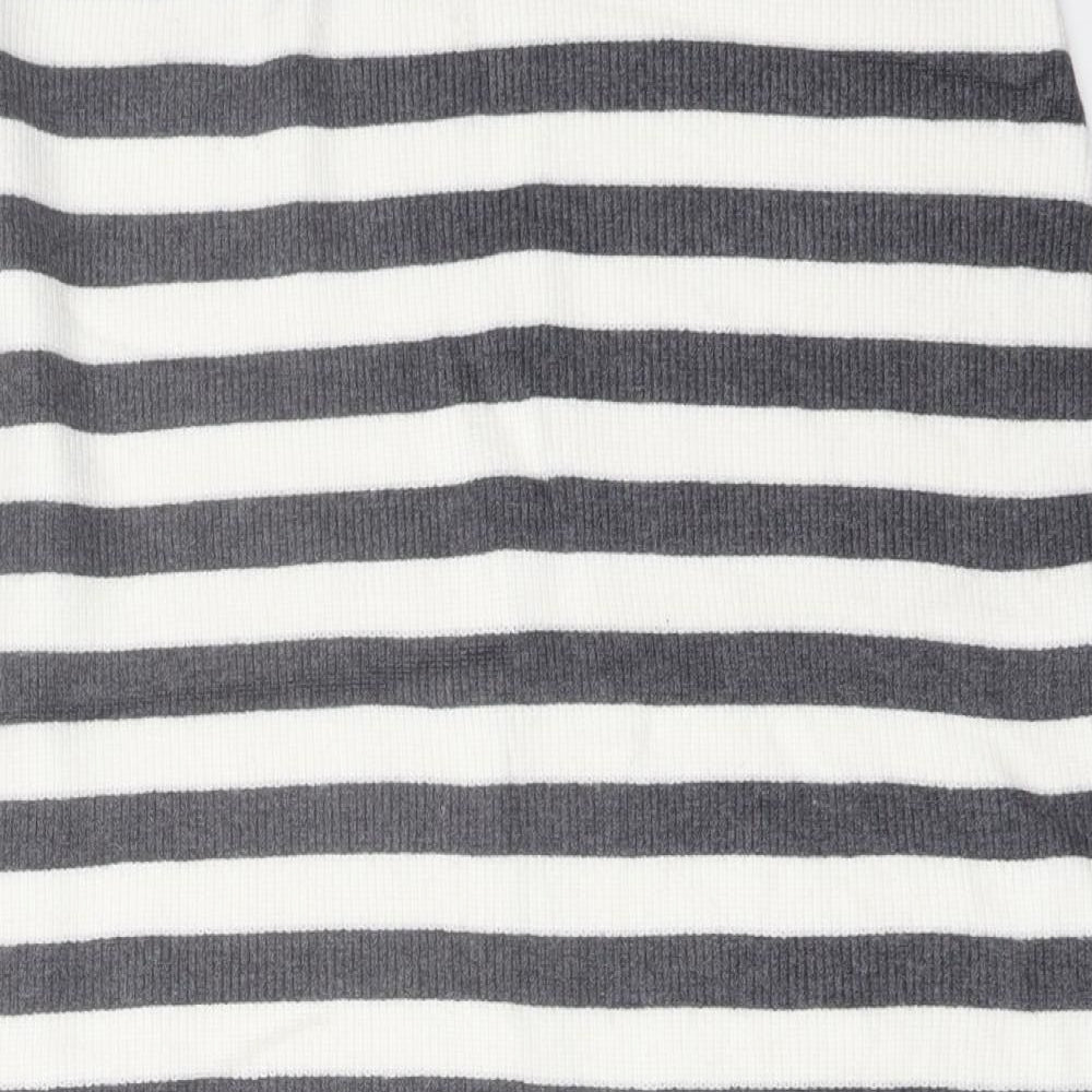 Marks and Spencer Womens Grey Striped Viscose Straight & Pencil Skirt Size L