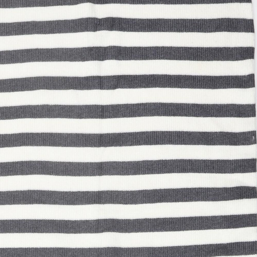 Marks and Spencer Womens Grey Striped Viscose Straight & Pencil Skirt Size L