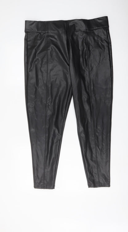 Marks and Spencer Womens Black Polyester Trousers Size 18 L25 in Regular