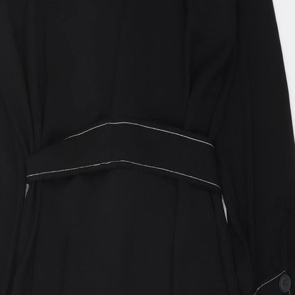Red Herring Womens Black Polyester Shirt Dress Size 8 V-Neck Button