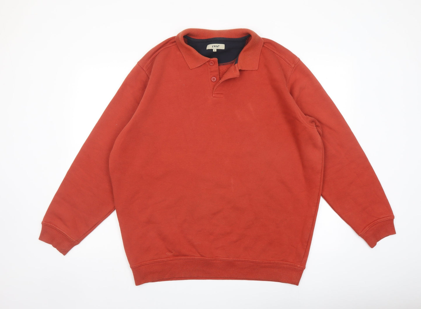 EMW Mens Orange Cotton Pullover Sweatshirt Size L
