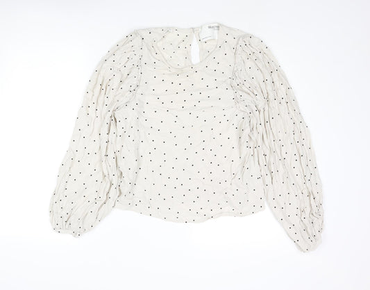 Womens UK Size 8 Selected Femme Beige Basic Blouse