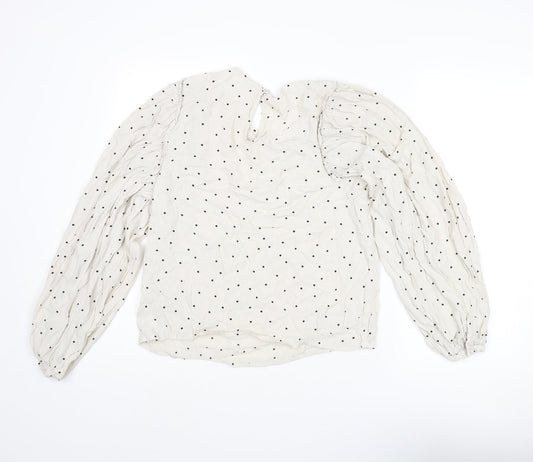 Womens UK Size 8 Selected Femme Beige Basic Blouse