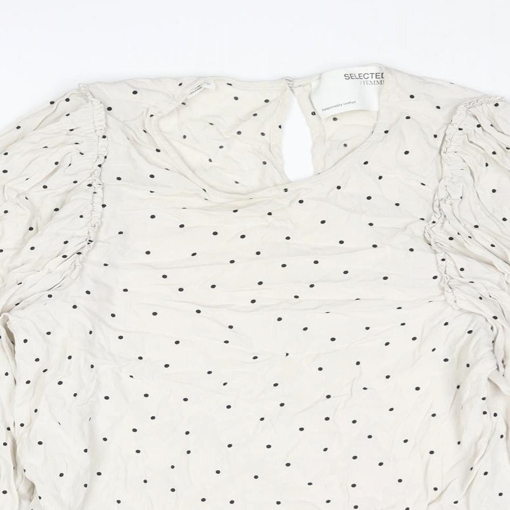Womens UK Size 8 Selected Femme Beige Basic Blouse