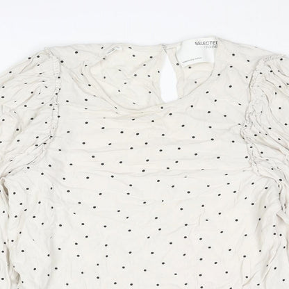 Womens UK Size 8 Selected Femme Beige Basic Blouse