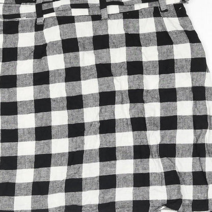ASOS Womens Black Check Polyester A-Line Skirt Size 8 Button - Belted